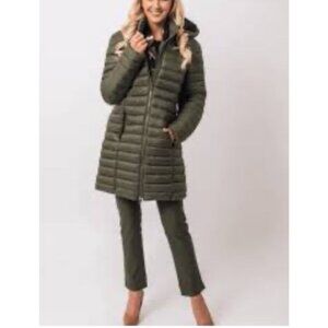 WhiteSky Green Womens Falcon Parka Coat Down Removable Hood US XS NEW
